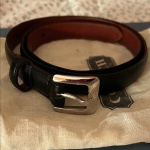 Coach Black Leather Women’s  Belt with Silver Buckle- Medium